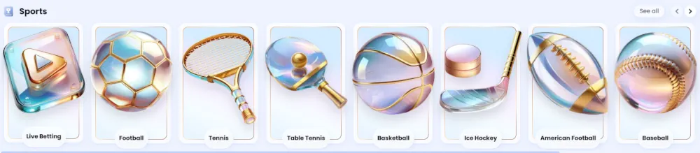 Casinolab sportsbook icons for various athletic betting categories.