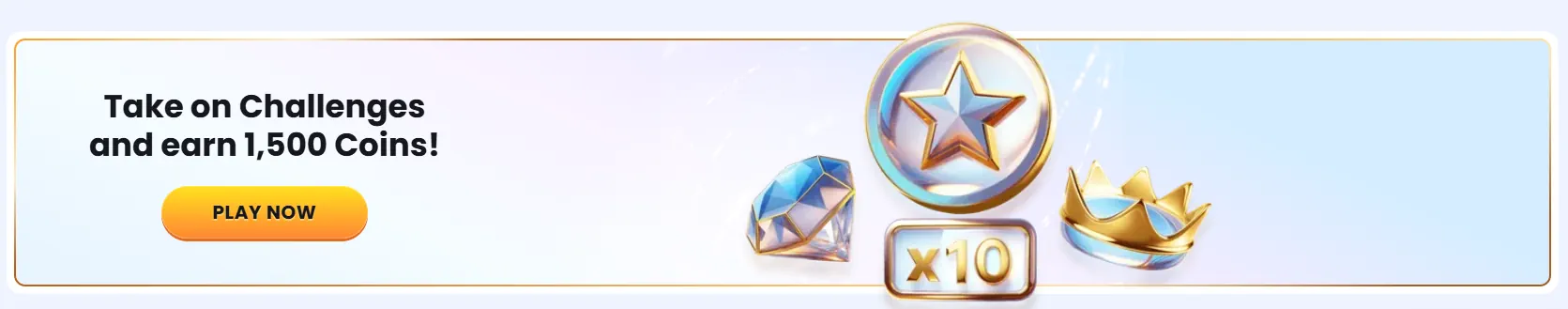 Casinolab gaming challenges banner offering coin rewards for participation.